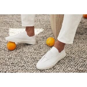 Wolf and Shepherd Women's Cruise Ace Slip-Ons White Italian Leather Size 8 NIB